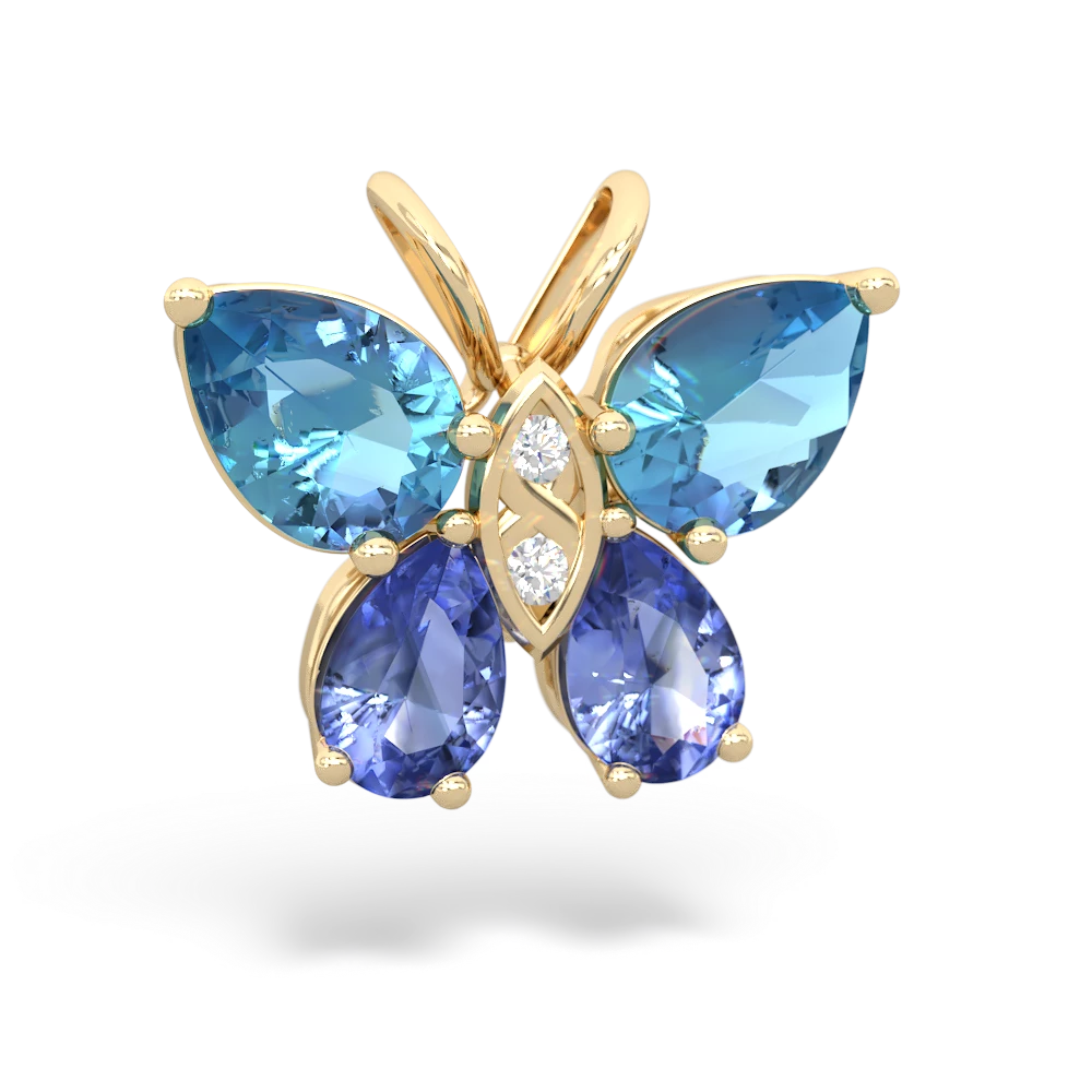 Blue Topaz Butterfly 14K Yellow Gold pendant P2215