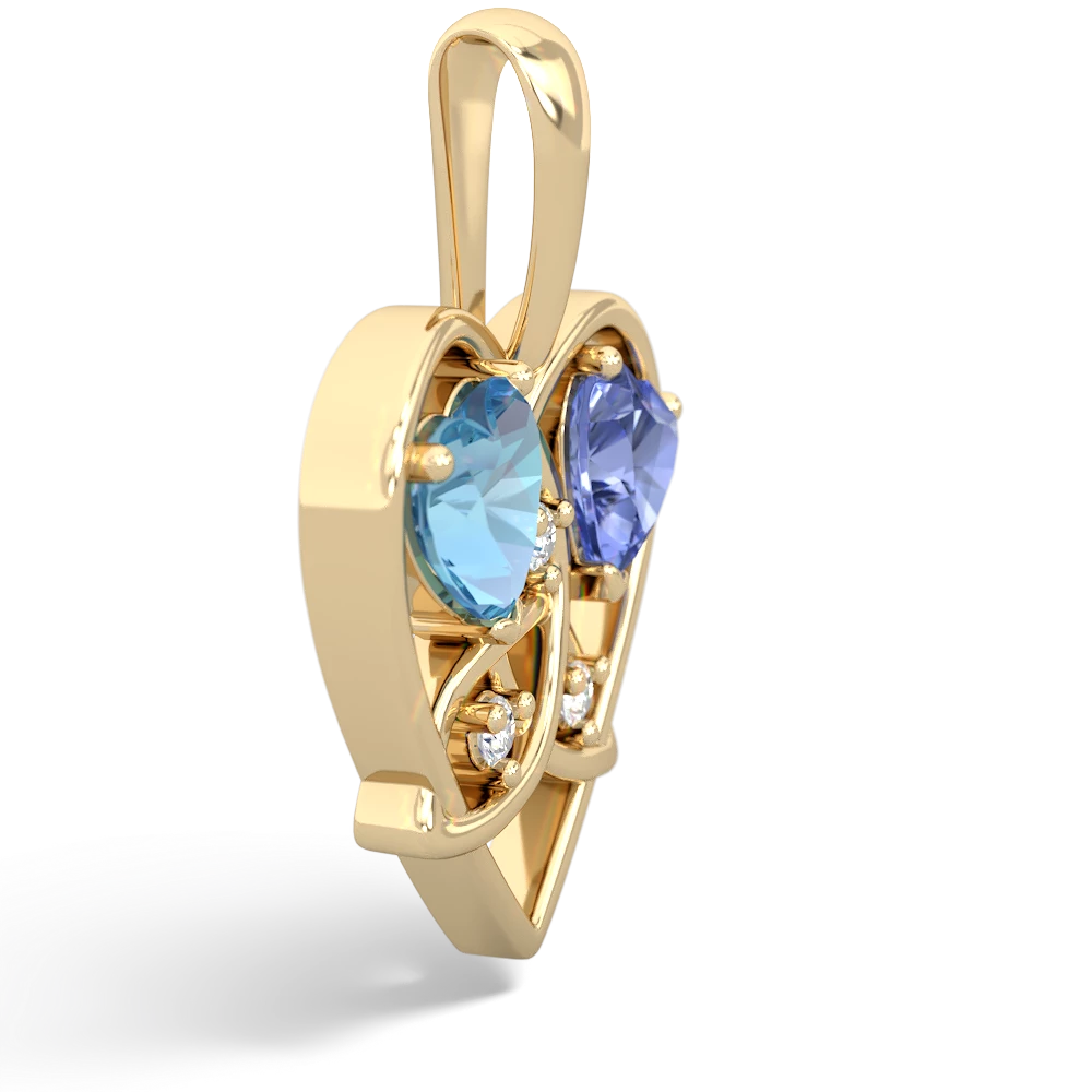 Blue Topaz Celtic Trinity Heart 14K Yellow Gold pendant P5331