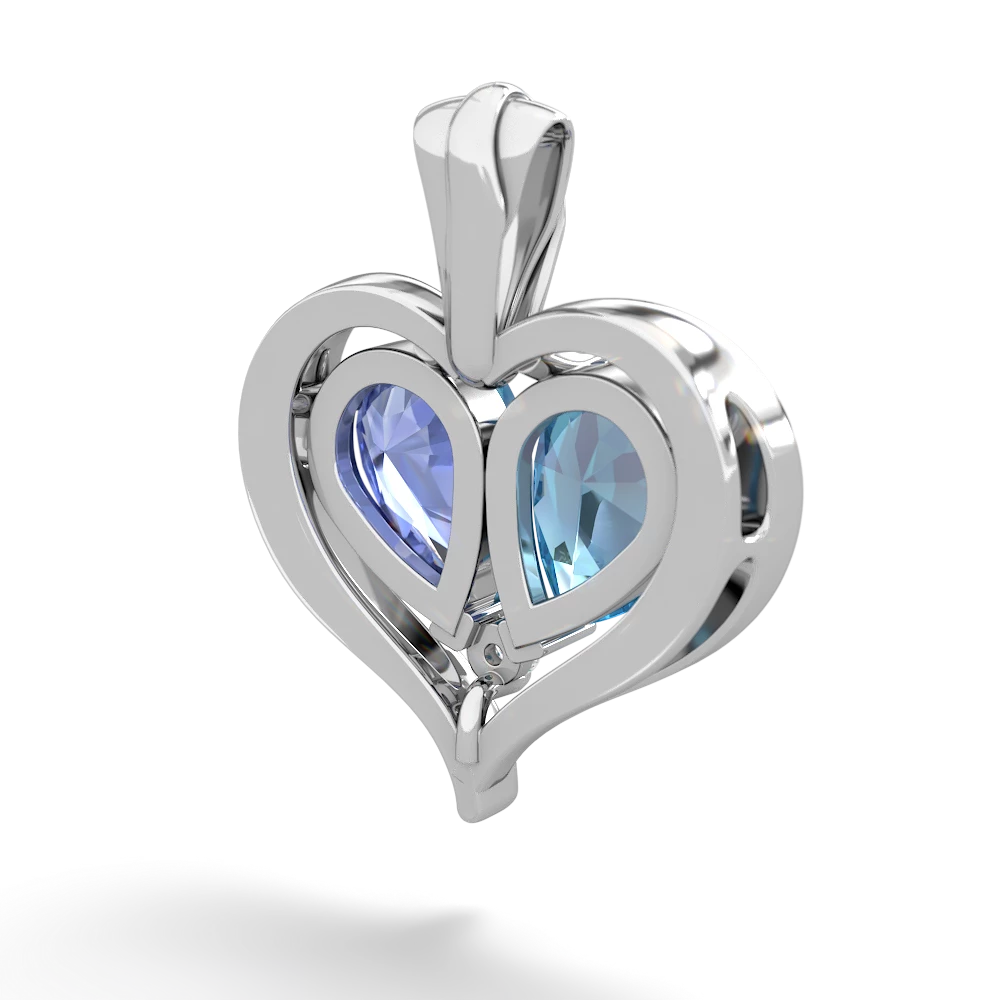 Blue Topaz Two Become One 14K White Gold pendant P5330