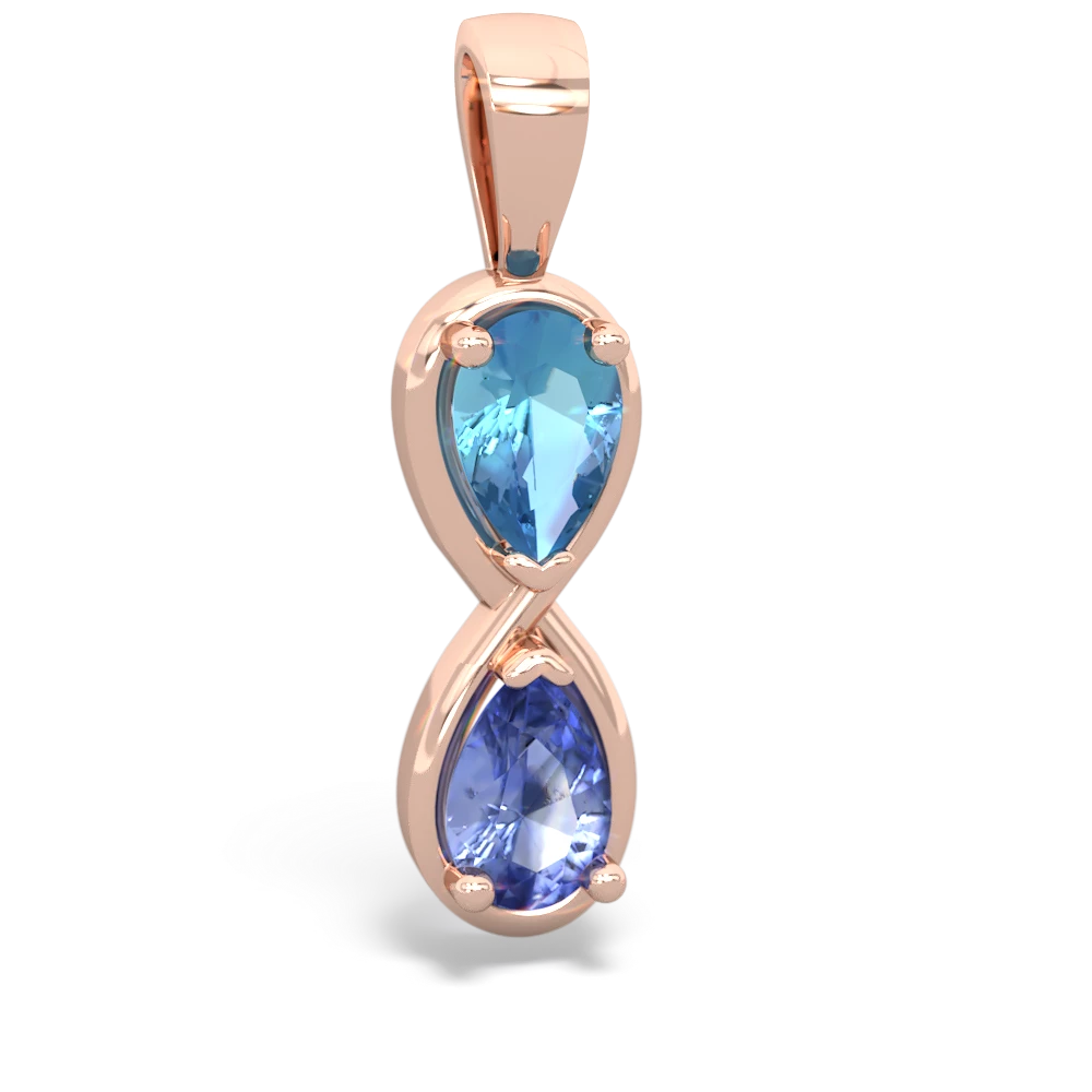 Blue Topaz Infinity 14K Rose Gold pendant P5050