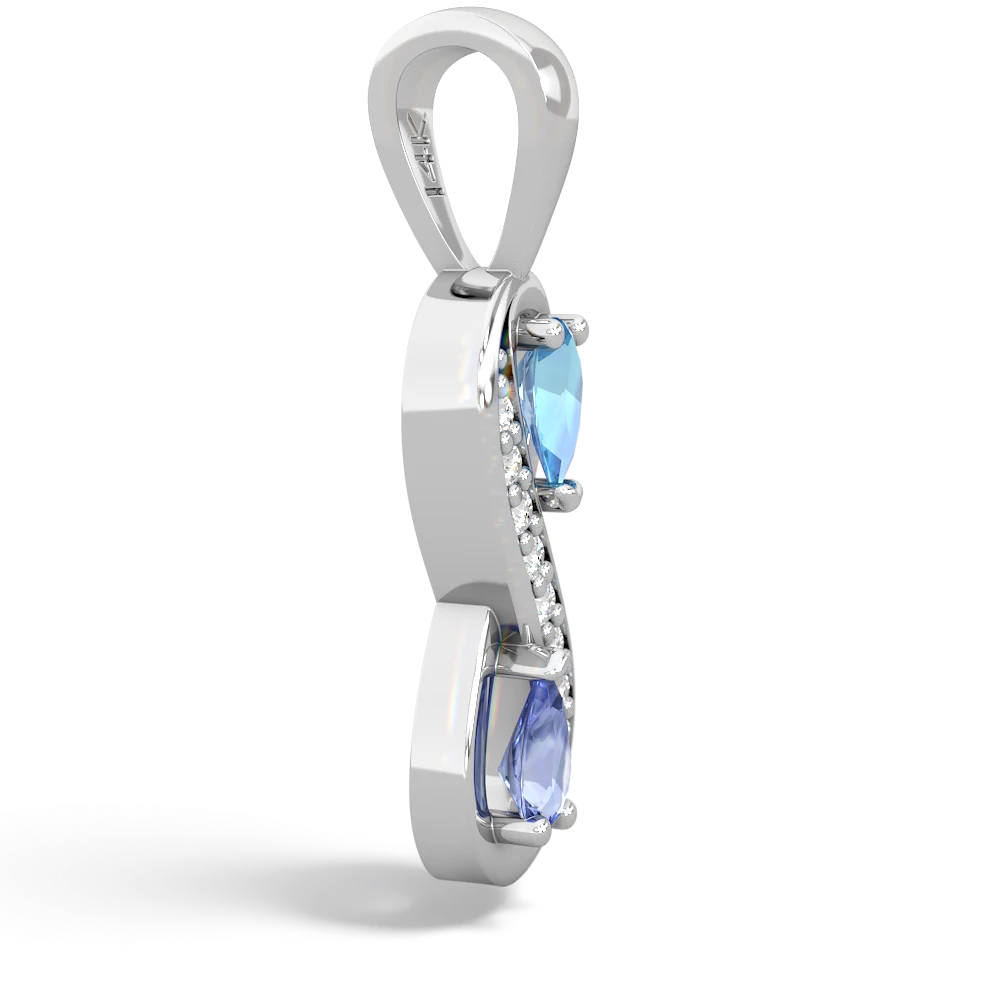 Blue Topaz Diamond Infinity 14K White Gold pendant P5390
