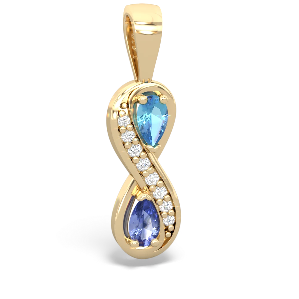 Blue Topaz Diamond Infinity 14K Yellow Gold pendant P5390