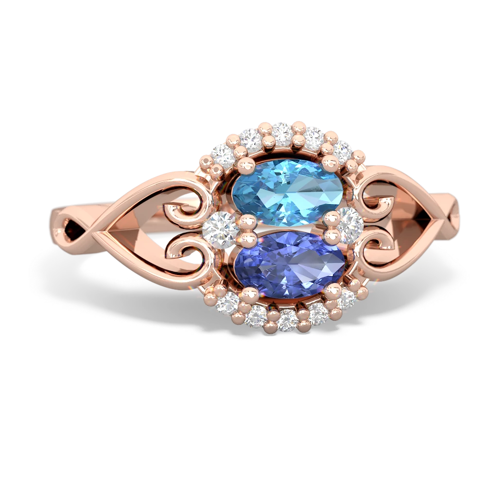 Blue Topaz Love Nest 14K Rose Gold ring R5860