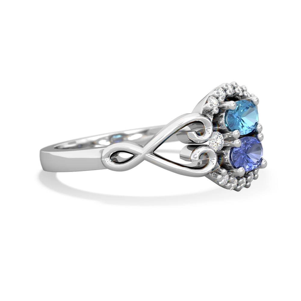 Blue Topaz Love Nest 14K White Gold ring R5860