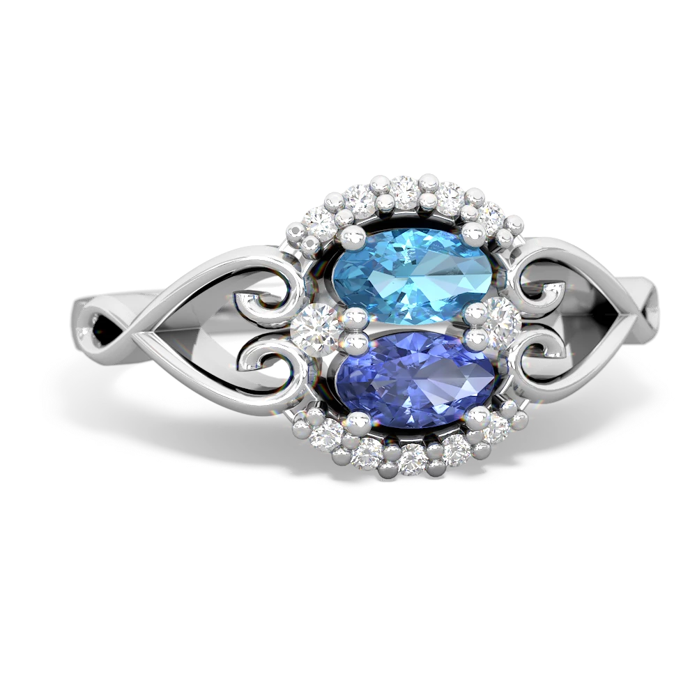 Blue Topaz Love Nest 14K White Gold ring R5860