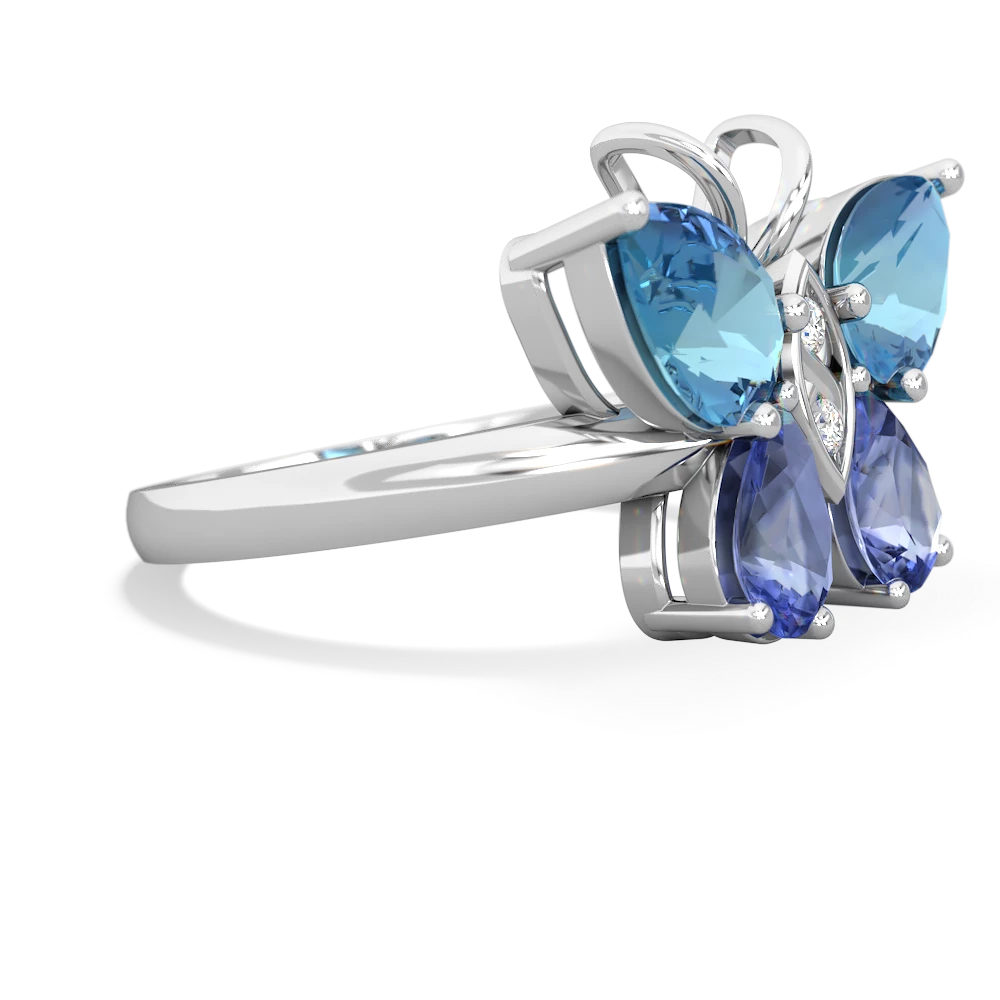 Blue Topaz Butterfly 14K White Gold ring R2215