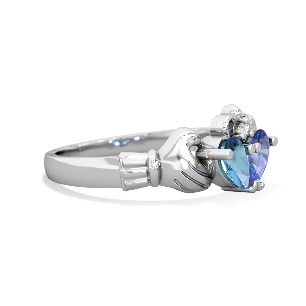 Blue Topaz 'Our Heart' Claddagh 14K White Gold ring R2388