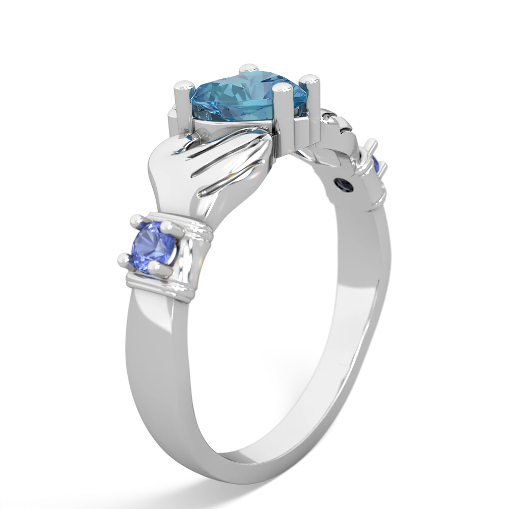 Blue Topaz Claddagh Keepsake 14K White Gold ring R5245