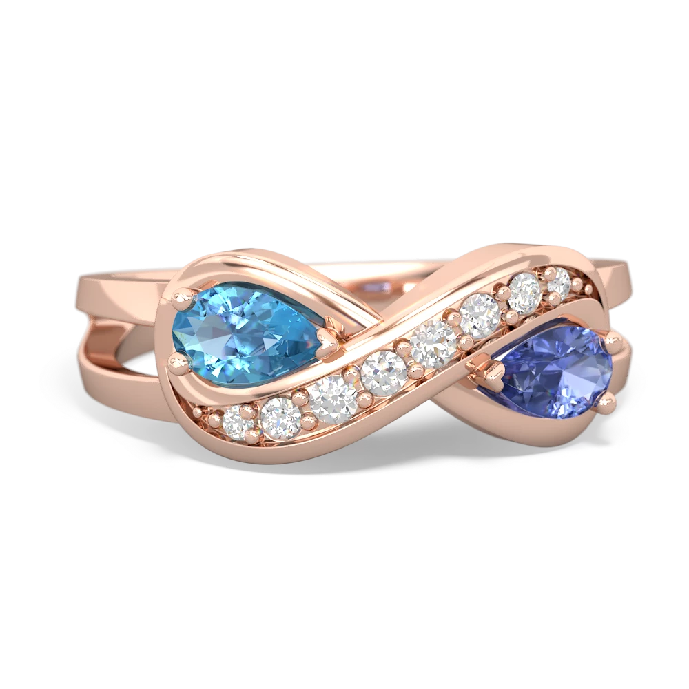 Blue Topaz Diamond Infinity 14K Rose Gold ring R5390