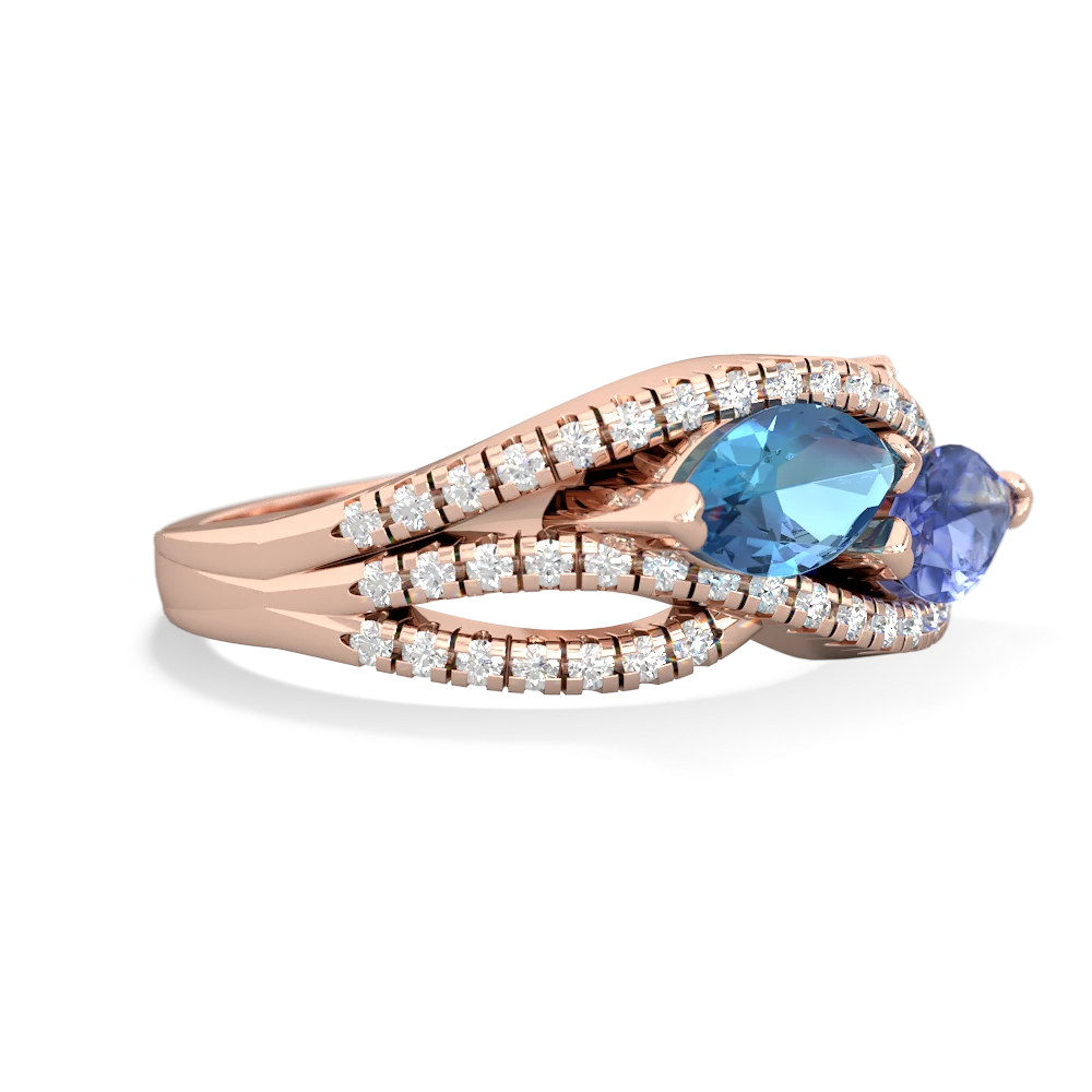 Blue Topaz Diamond Rivers 14K Rose Gold ring R3070