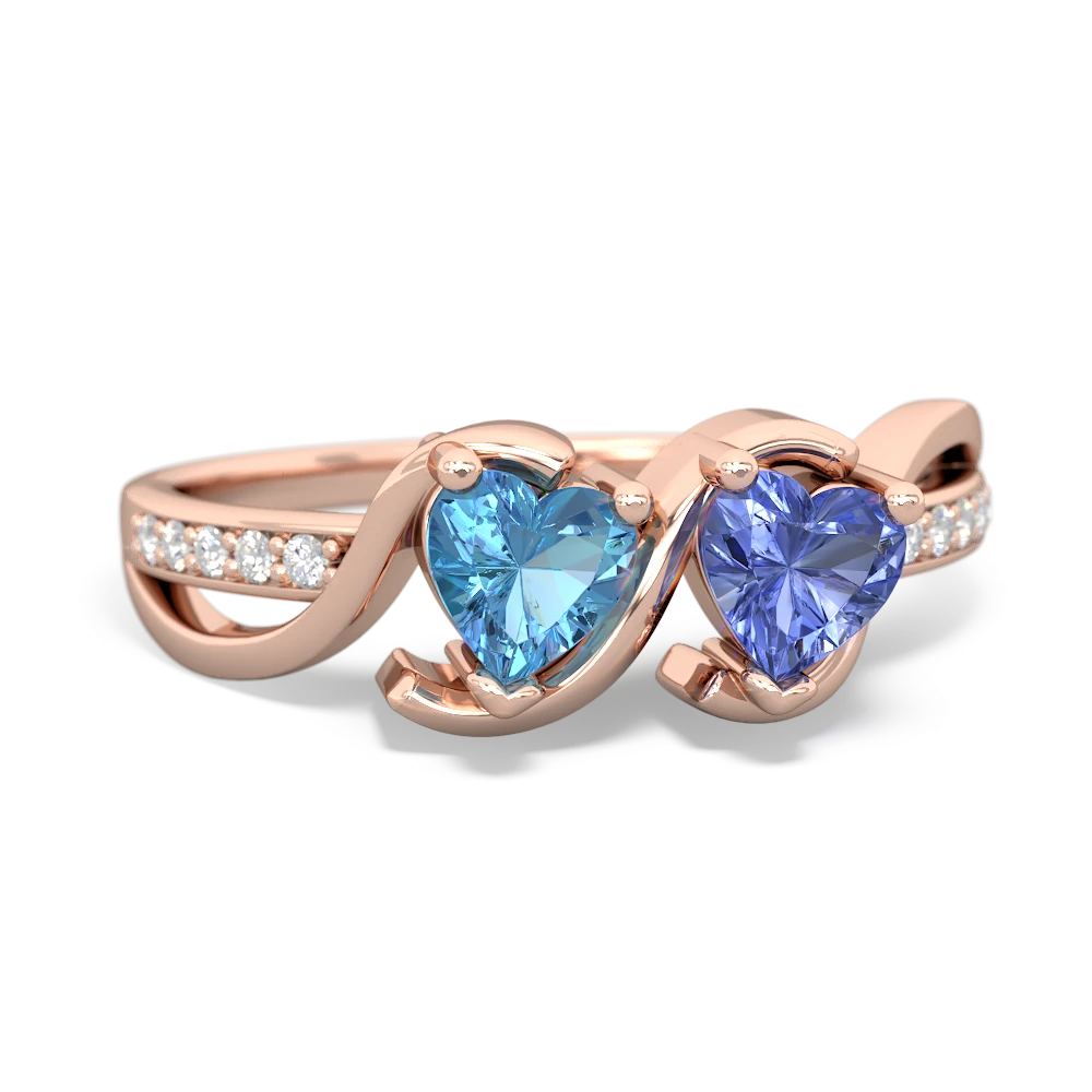 Blue Topaz Side By Side 14K Rose Gold ring R3090