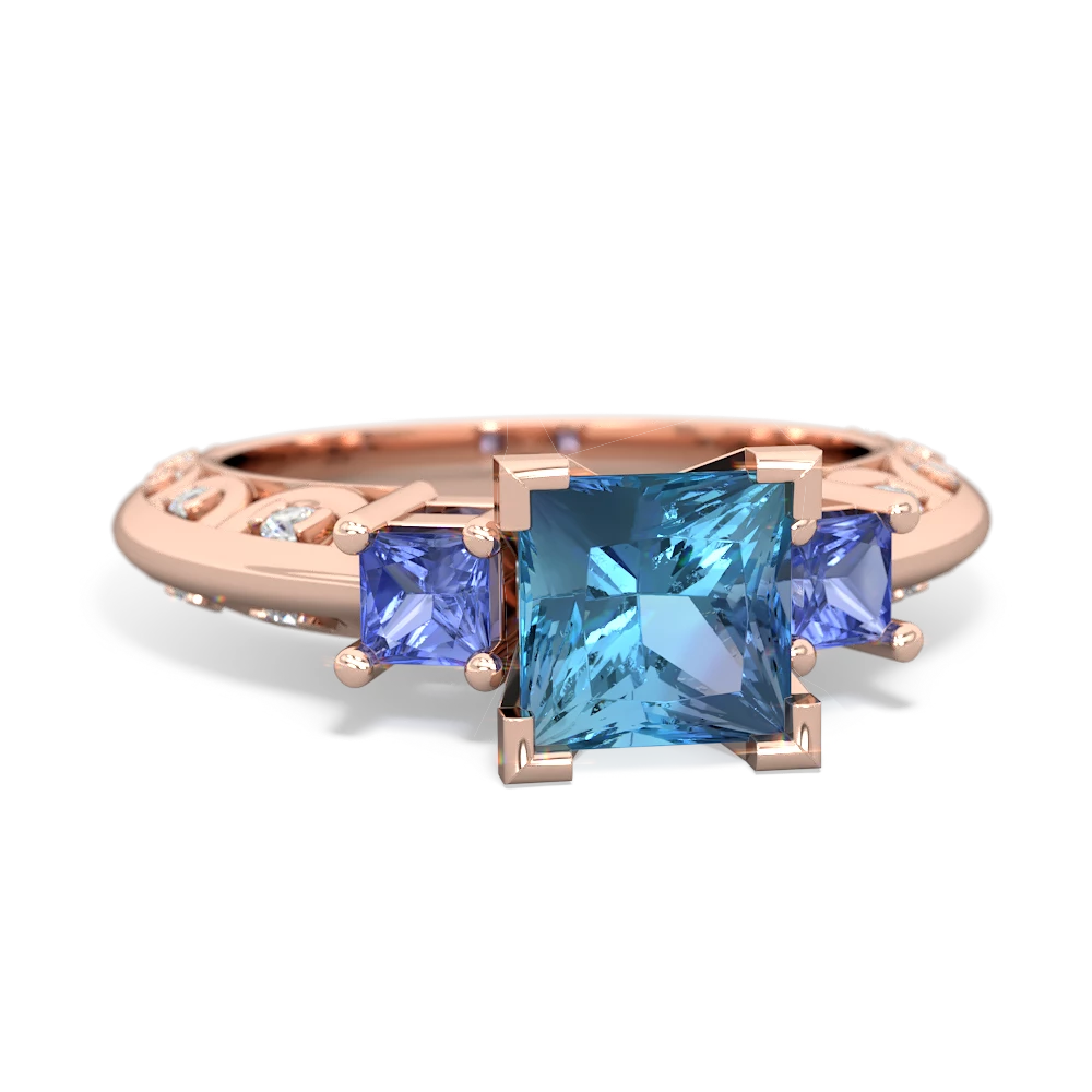 Blue Topaz Eternal Embrace Engagement 14K Rose Gold ring C2001