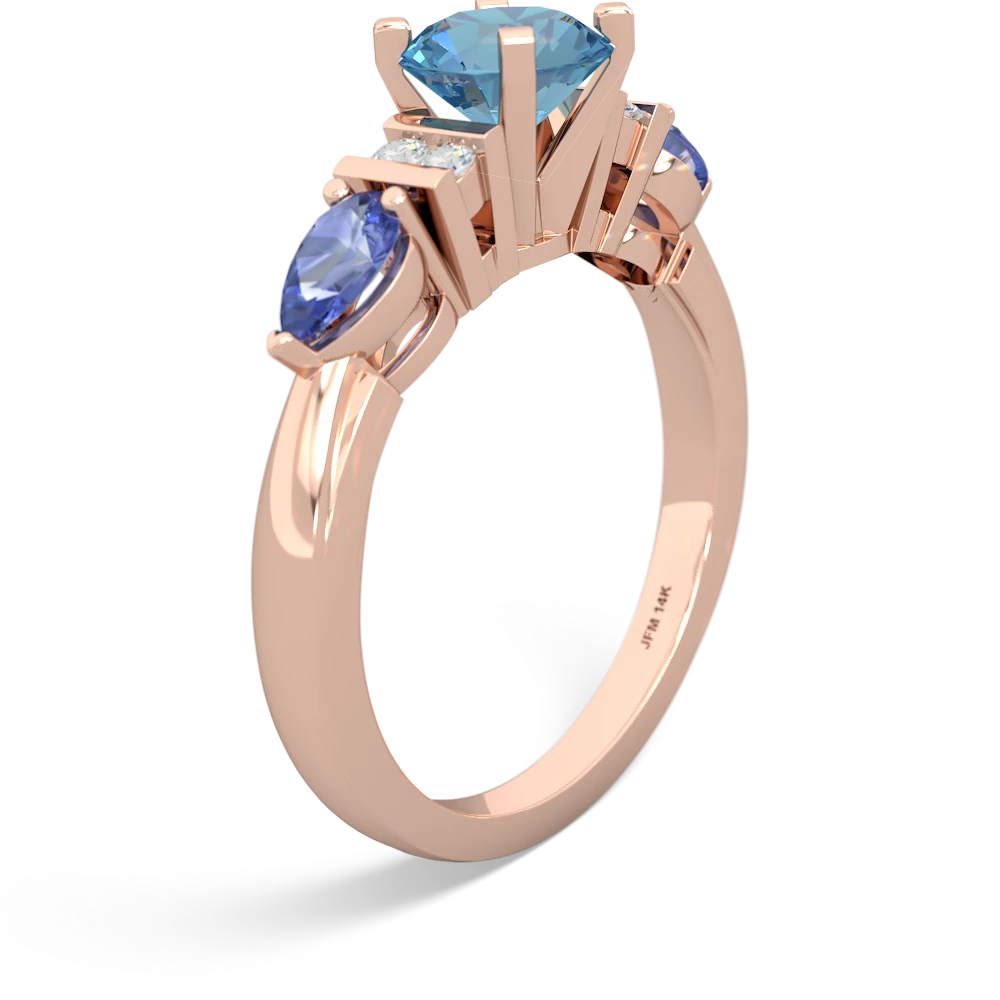 Blue Topaz 6Mm Round Eternal Embrace Engagement 14K Rose Gold ring R2005