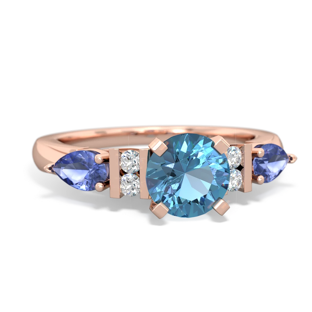 Blue Topaz 6Mm Round Eternal Embrace Engagement 14K Rose Gold ring R2005