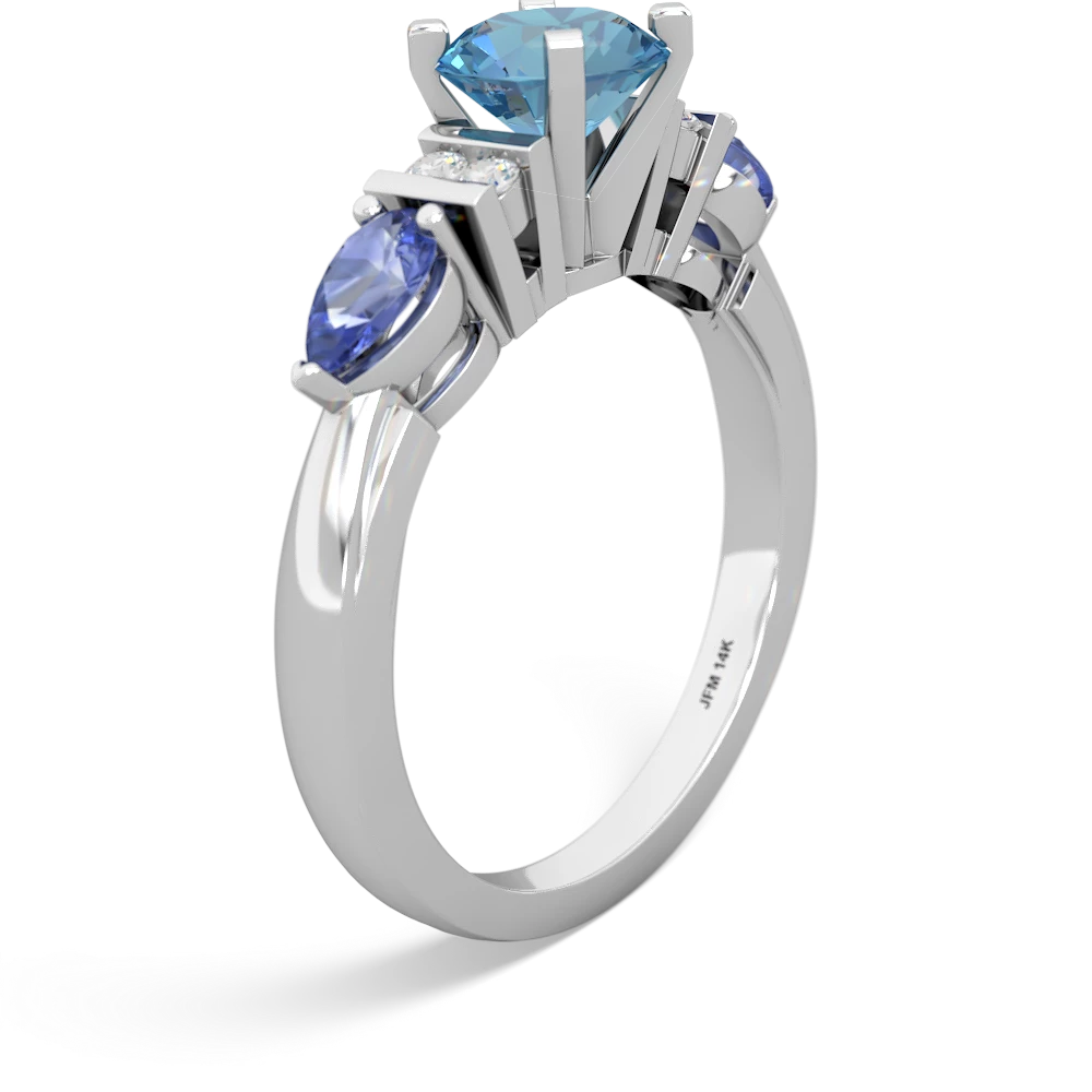 Blue Topaz 6Mm Round Eternal Embrace Engagement 14K White Gold ring R2005