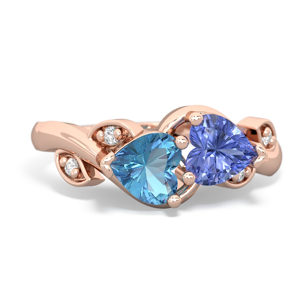 Blue Topaz Floral Elegance 14K Rose Gold ring R5790