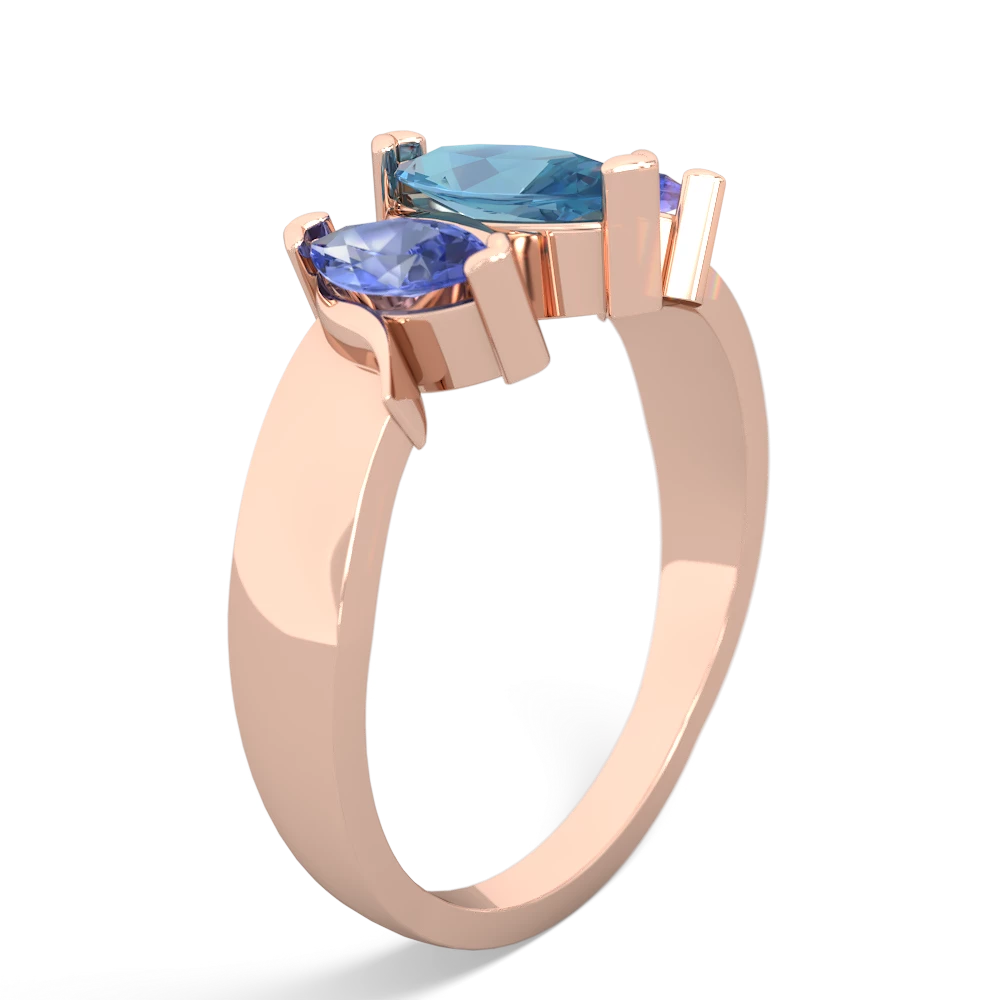 Blue Topaz Three Peeks 14K Rose Gold ring R2433