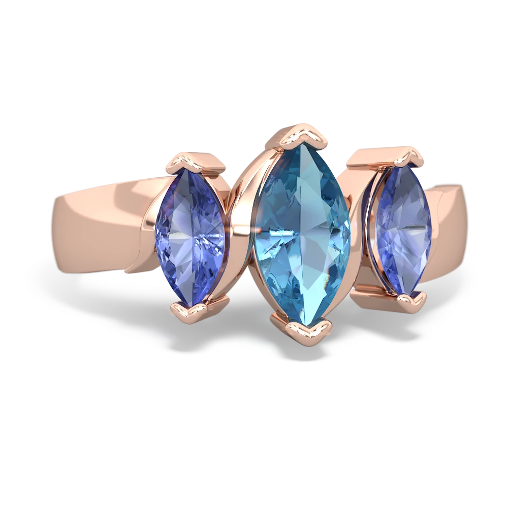 Blue Topaz Three Peeks 14K Rose Gold ring R2433