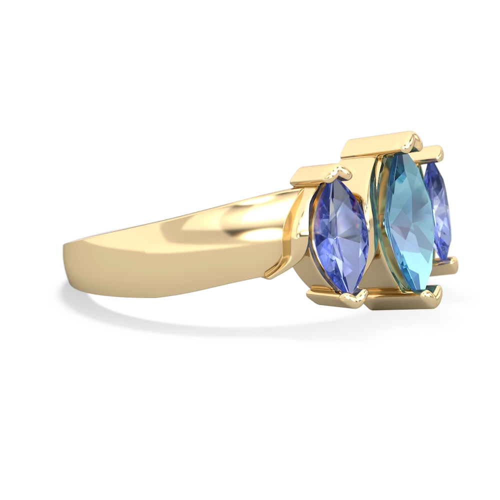 Blue Topaz Three Peeks 14K Yellow Gold ring R2433