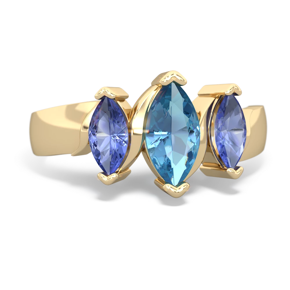 Blue Topaz Three Peeks 14K Yellow Gold ring R2433