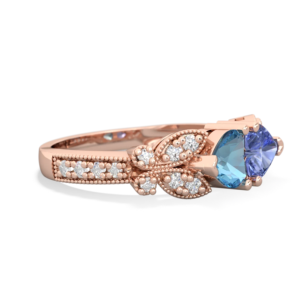 Blue Topaz Diamond Butterflies 14K Rose Gold ring R5601