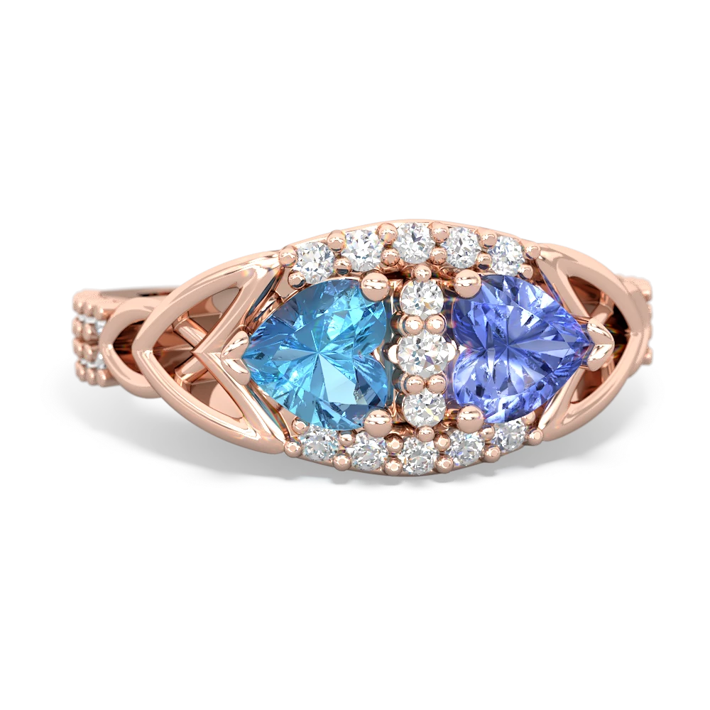 Blue Topaz Sparkling Celtic Knot 14K Rose Gold ring R2645