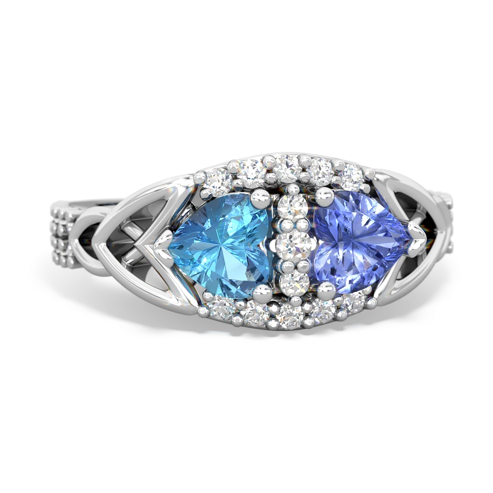 Blue Topaz Sparkling Celtic Knot 14K White Gold ring R2645