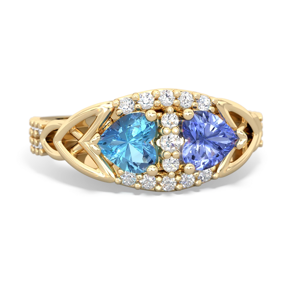 Blue Topaz Sparkling Celtic Knot 14K Yellow Gold ring R2645