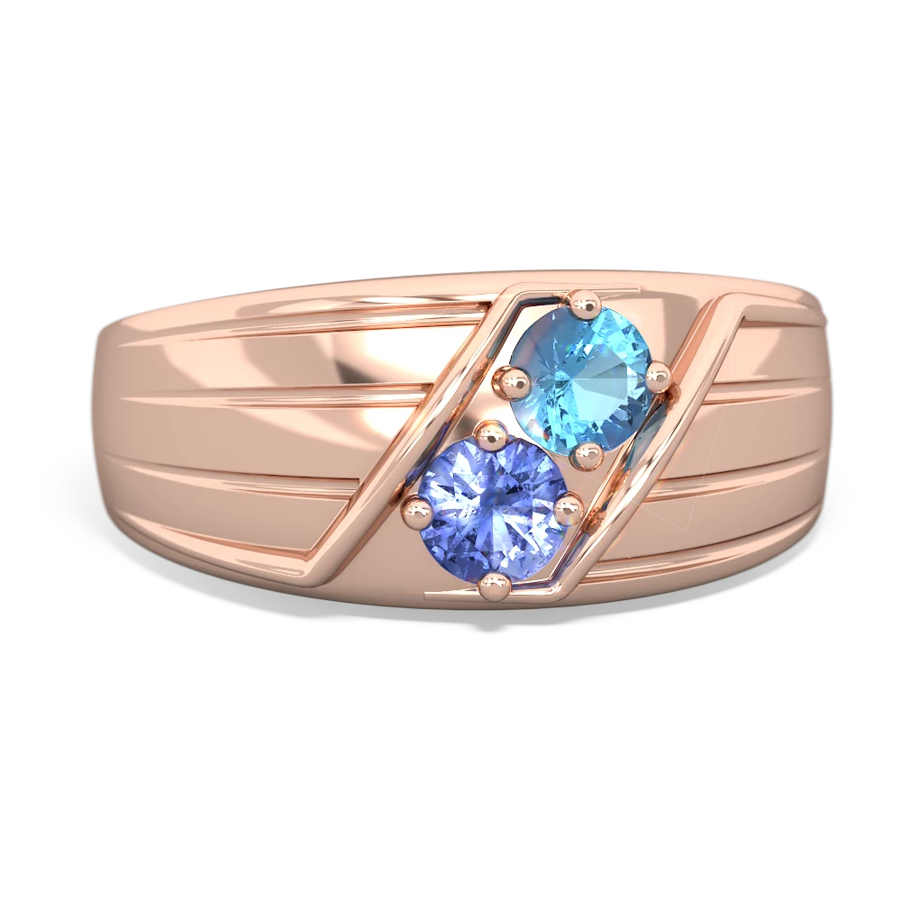 Blue Topaz Men's Streamline 14K Rose Gold ring R0460