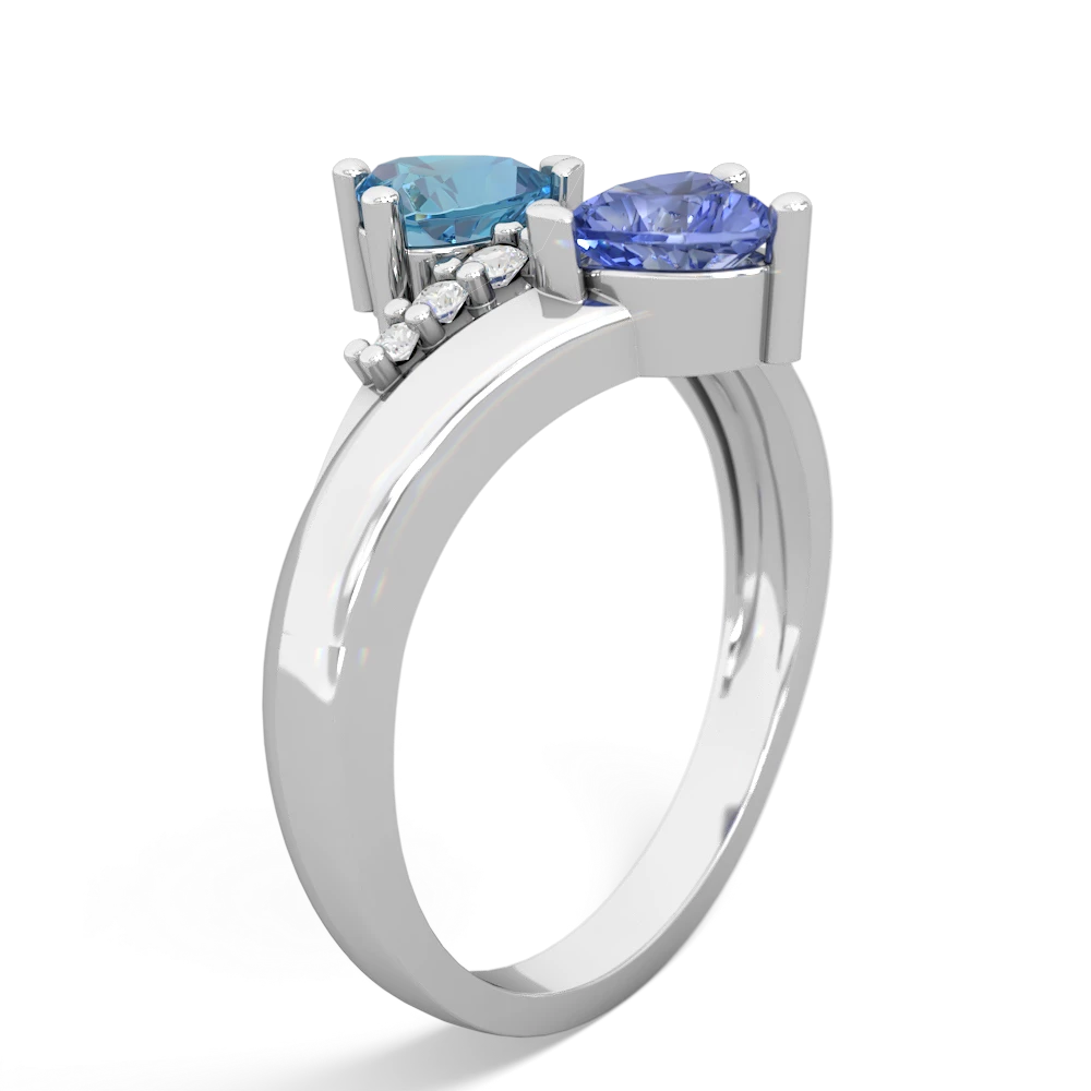 Blue Topaz Heart To Heart 14K White Gold ring R2064