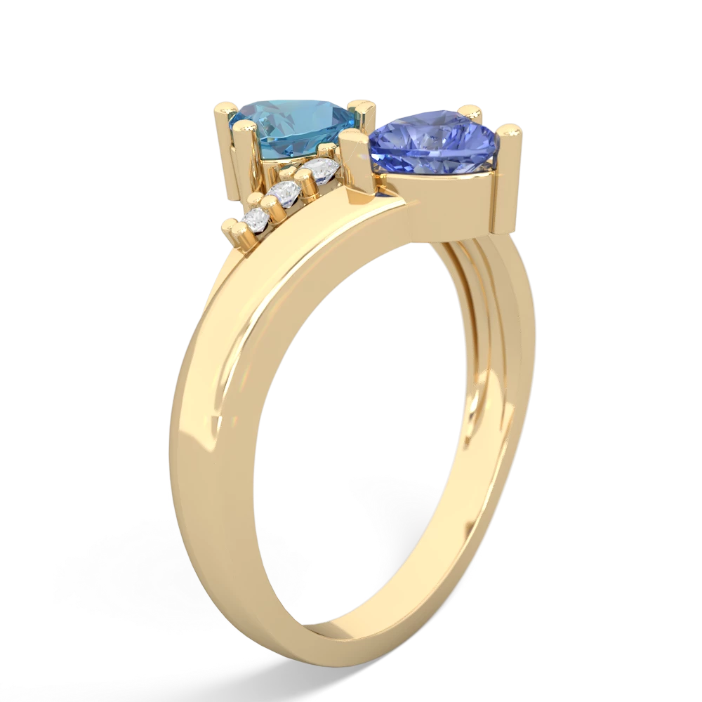 Blue Topaz Heart To Heart 14K Yellow Gold ring R2064