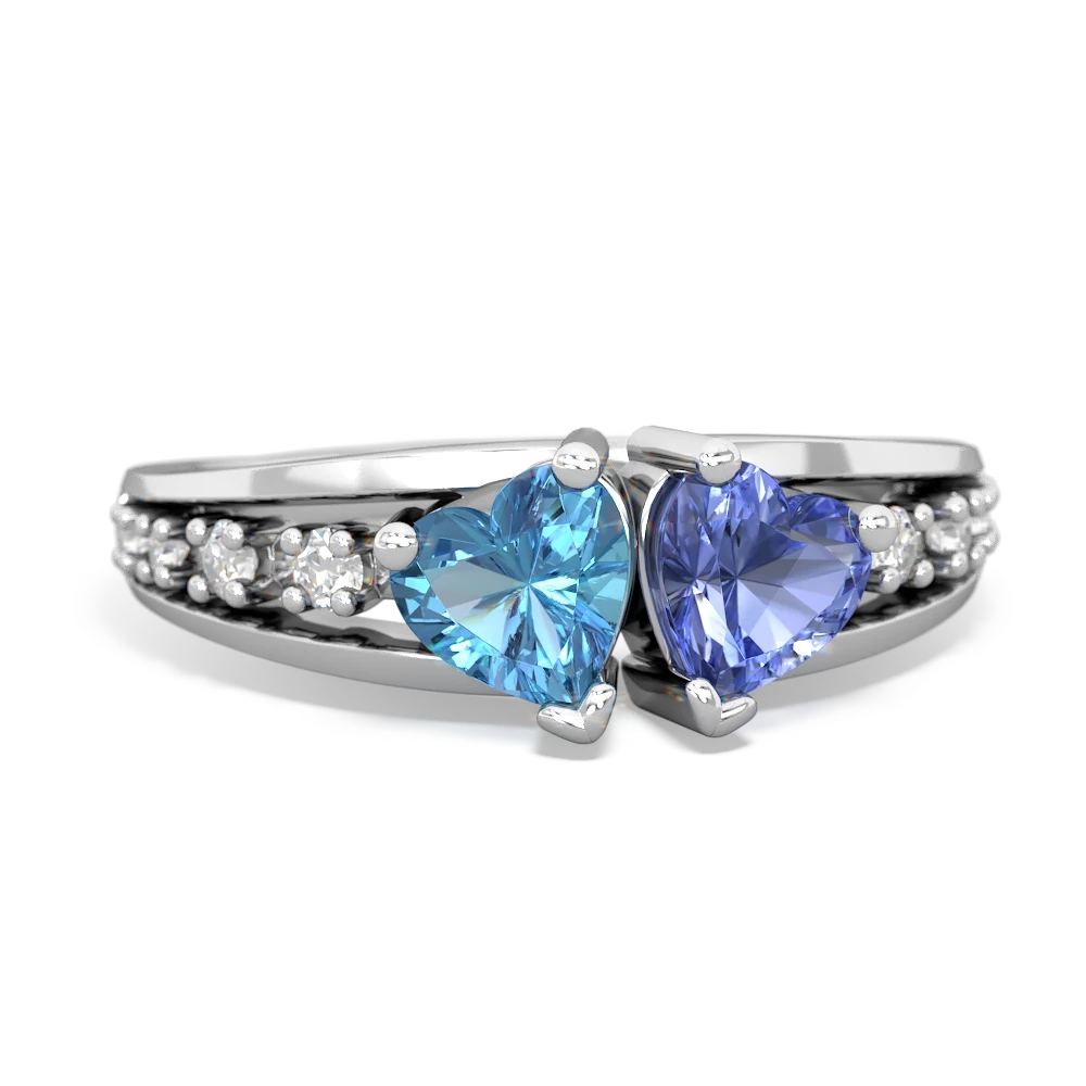 Blue Topaz Heart To Heart 14K White Gold ring R3342