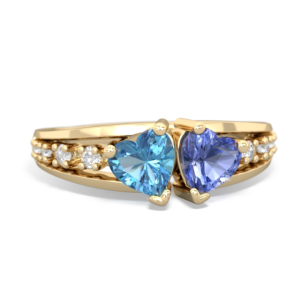 Blue Topaz Heart To Heart 14K Yellow Gold ring R3342