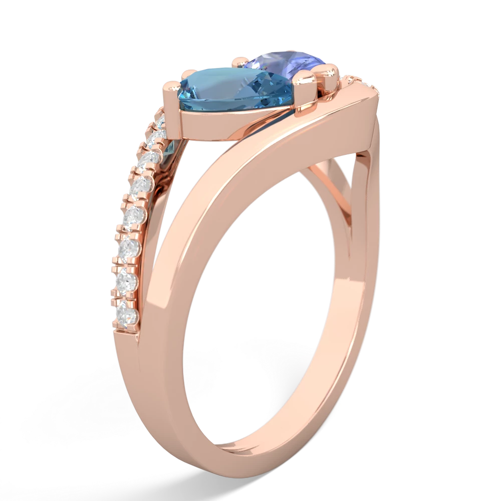 Blue Topaz Nestled Heart Keepsake 14K Rose Gold ring R5650