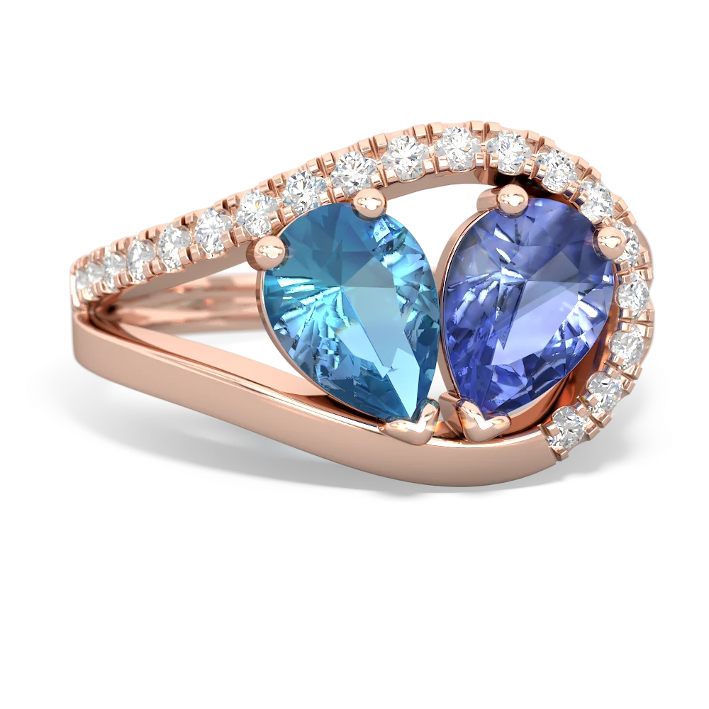 Blue Topaz Nestled Heart Keepsake 14K Rose Gold ring R5650