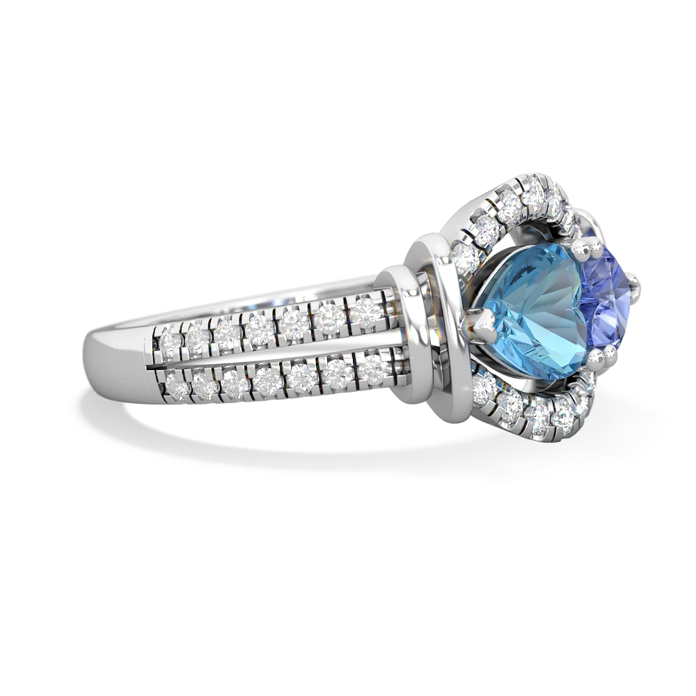 Blue Topaz Art-Deco Keepsake 14K White Gold ring R5630