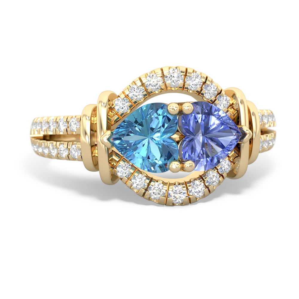 Blue Topaz Art-Deco Keepsake 14K Yellow Gold ring R5630