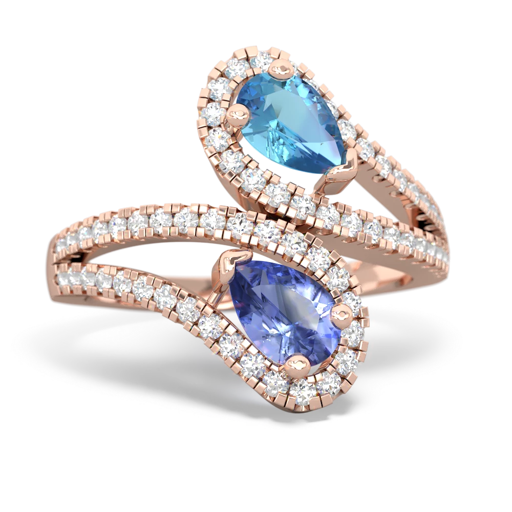 Blue Topaz Diamond Dazzler 14K Rose Gold ring R3000