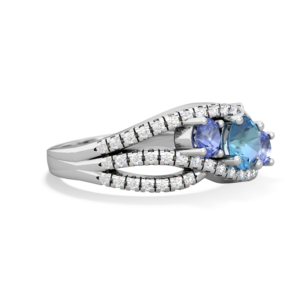 Blue Topaz Three Stone Aurora 14K White Gold ring R3080