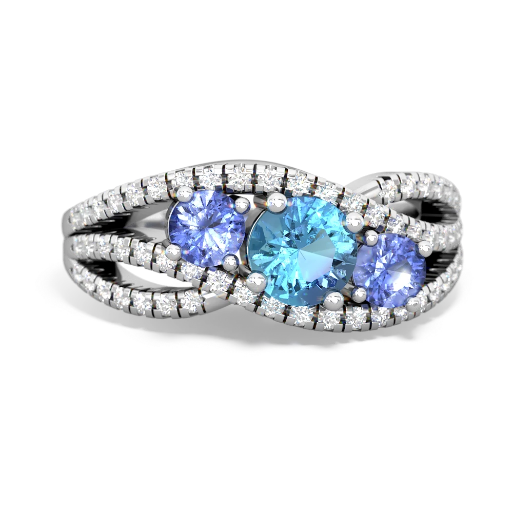 Blue Topaz Three Stone Aurora 14K White Gold ring R3080