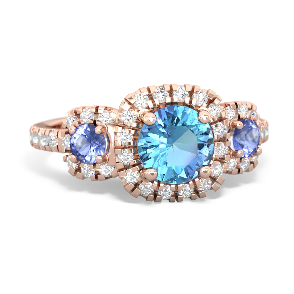 Blue Topaz Regal Halo 14K Rose Gold ring R5350