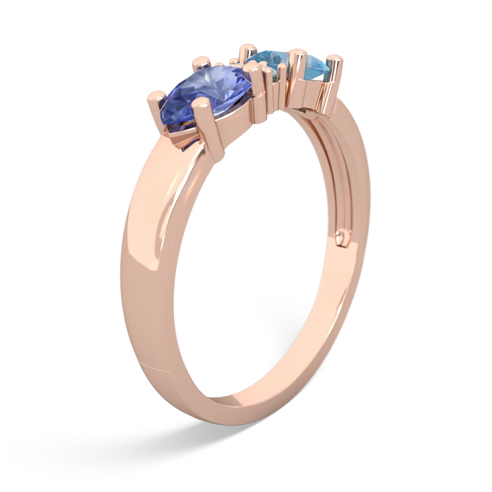 Blue Topaz Pear Bowtie 14K Rose Gold ring R0865