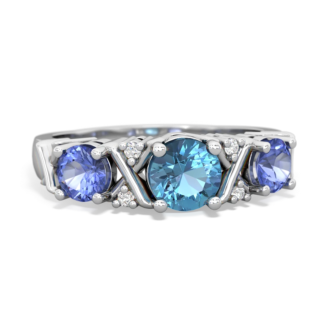 Blue Topaz Hugs And Kisses 14K White Gold ring R5016