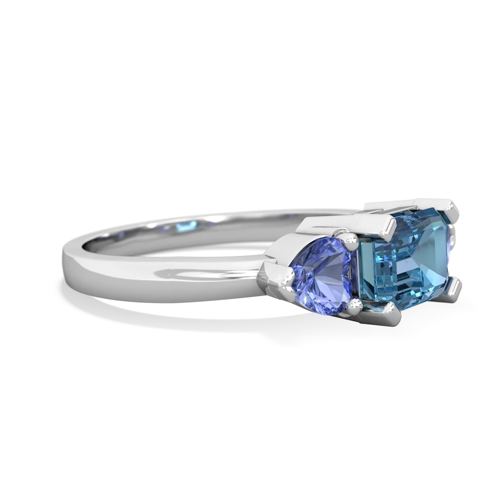 Blue Topaz Three Stone 14K White Gold ring R5235