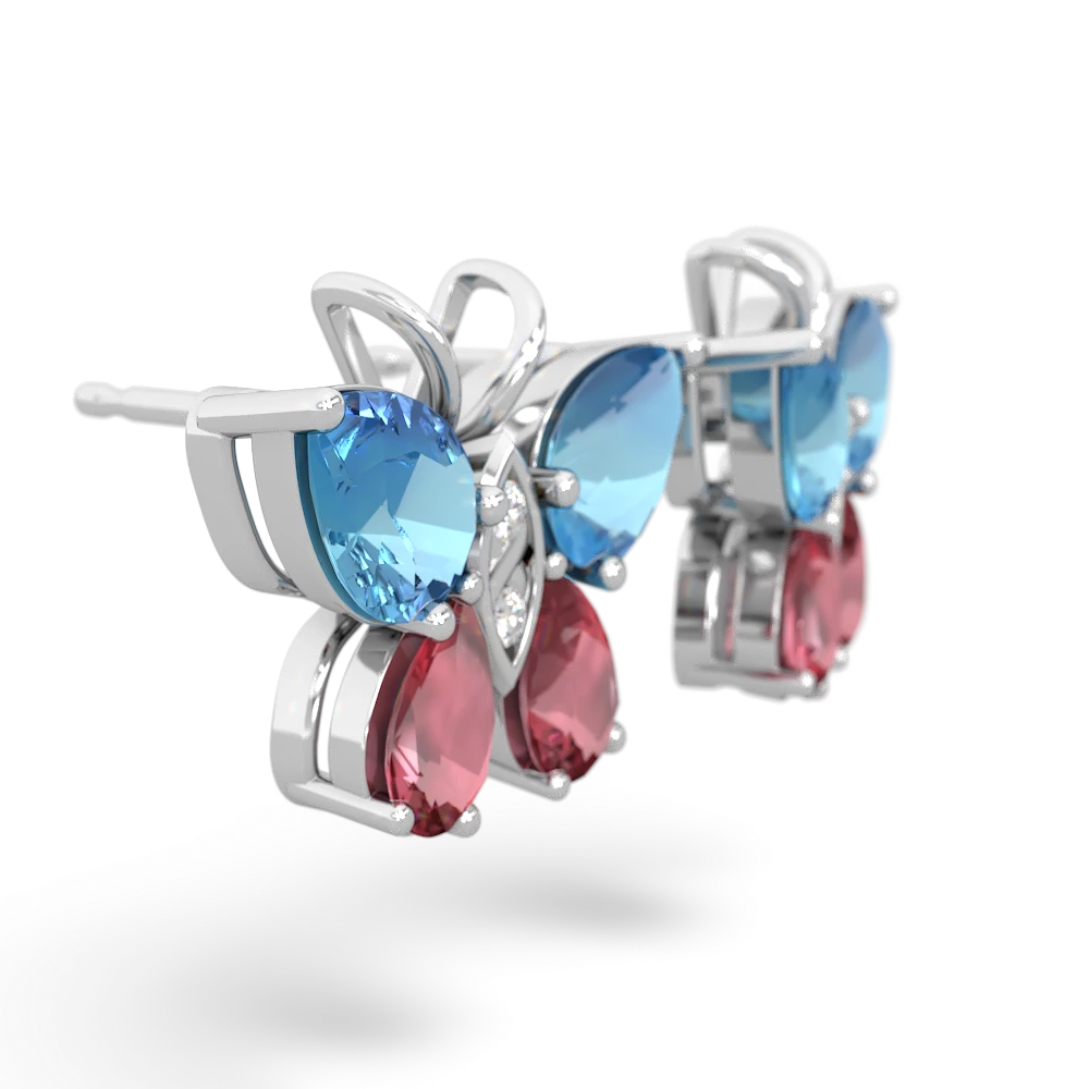 Blue Topaz Butterfly 14K White Gold earrings E2215