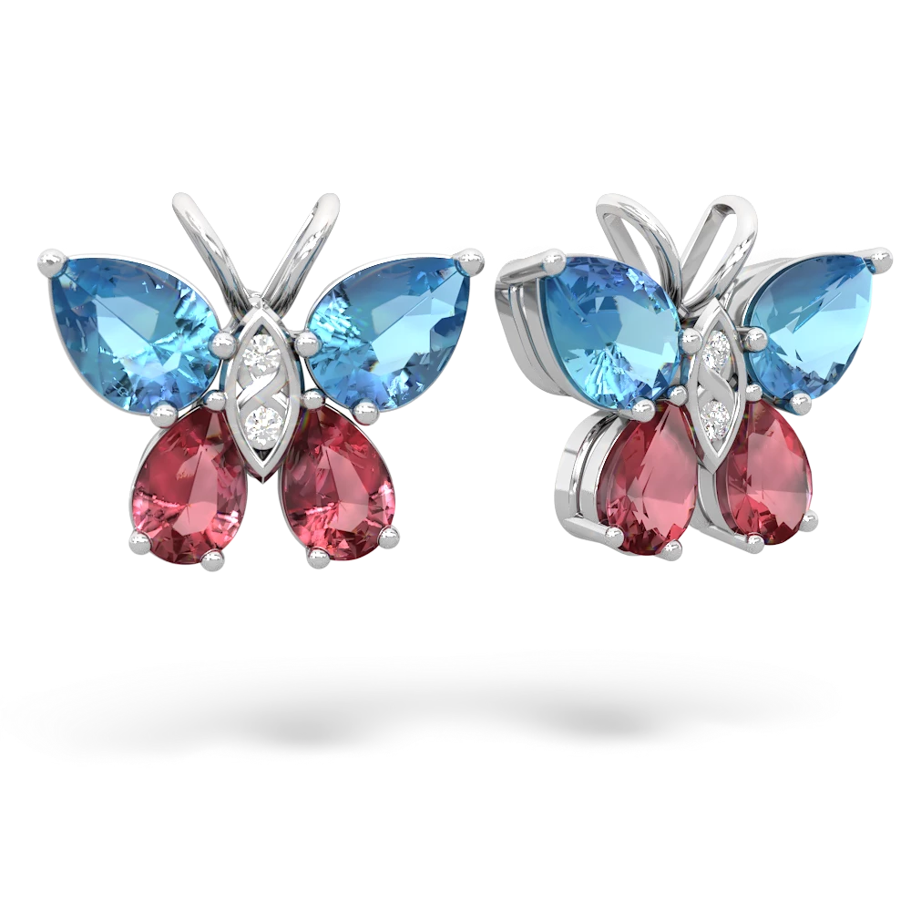 Blue Topaz Butterfly 14K White Gold earrings E2215