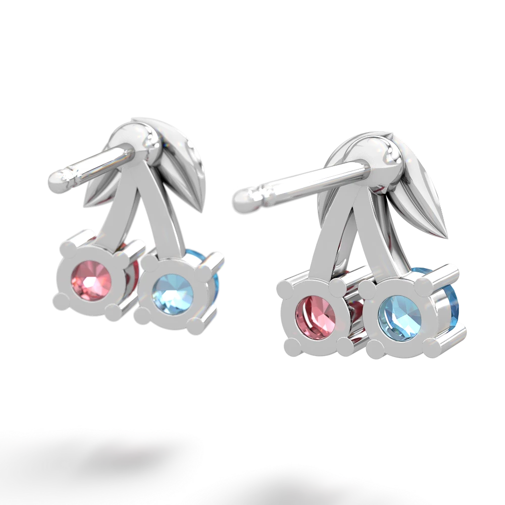 Blue Topaz Sweet Cherries 14K White Gold earrings E7001