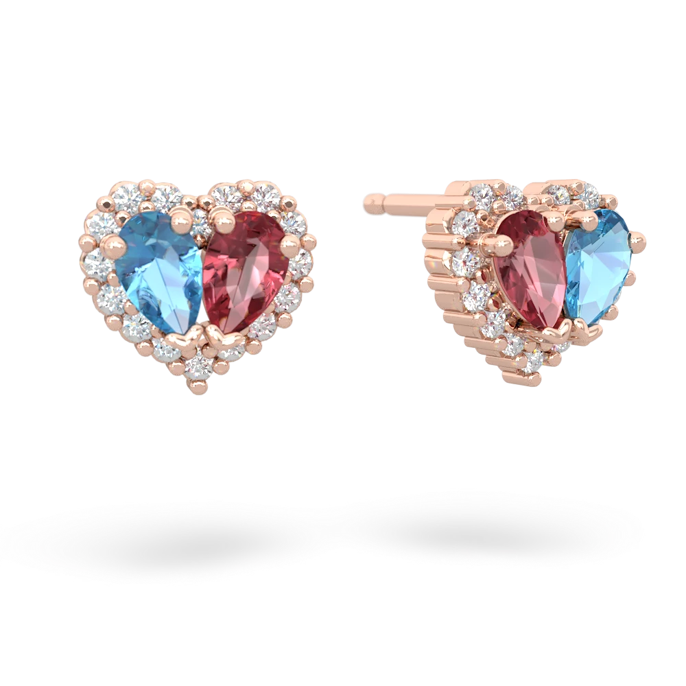 Blue Topaz Halo 14K Rose Gold earrings E7008