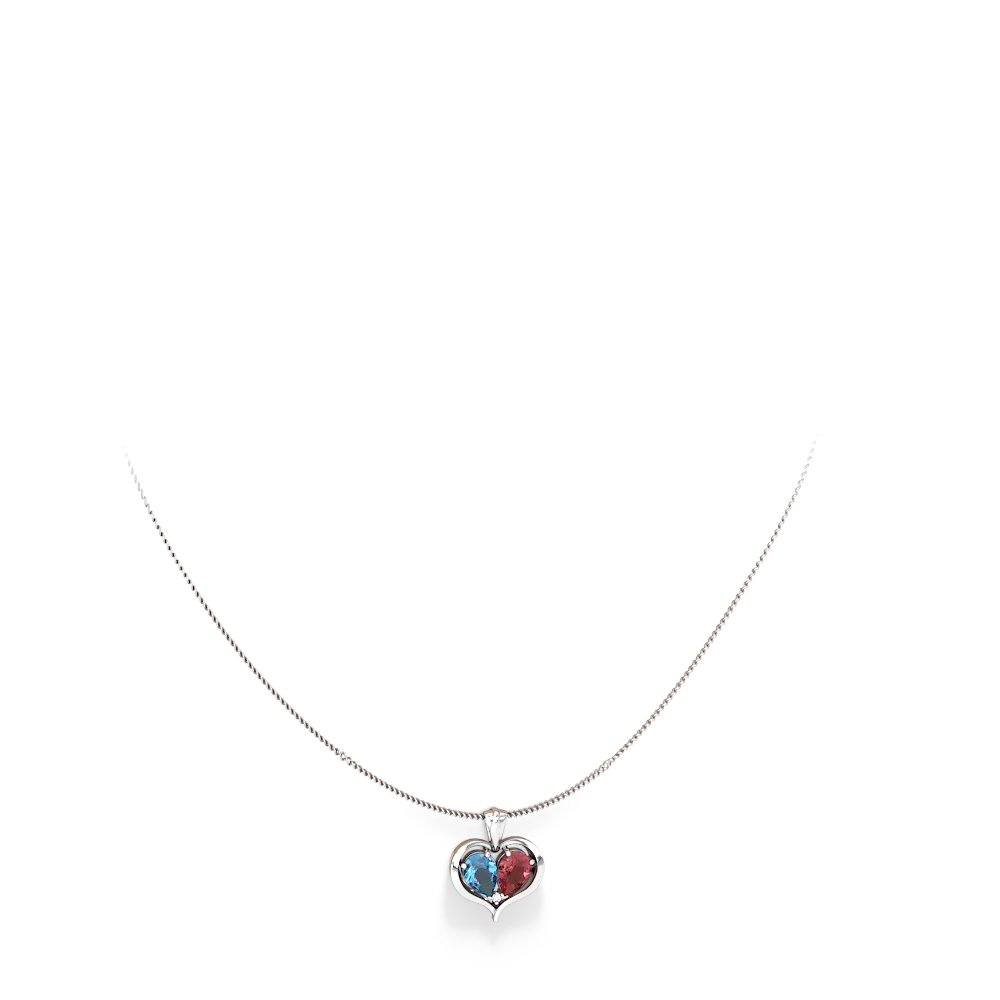 Blue Topaz Two Become One 14K White Gold pendant P5330