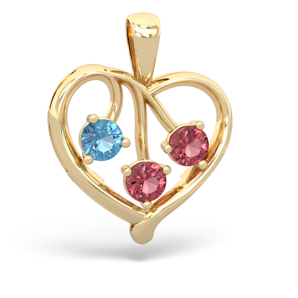 Blue Topaz Glowing Heart 14K Yellow Gold pendant P2233